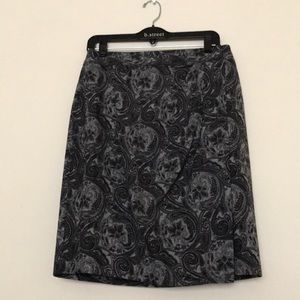 Talbots Black and Gray Paisley Skirt